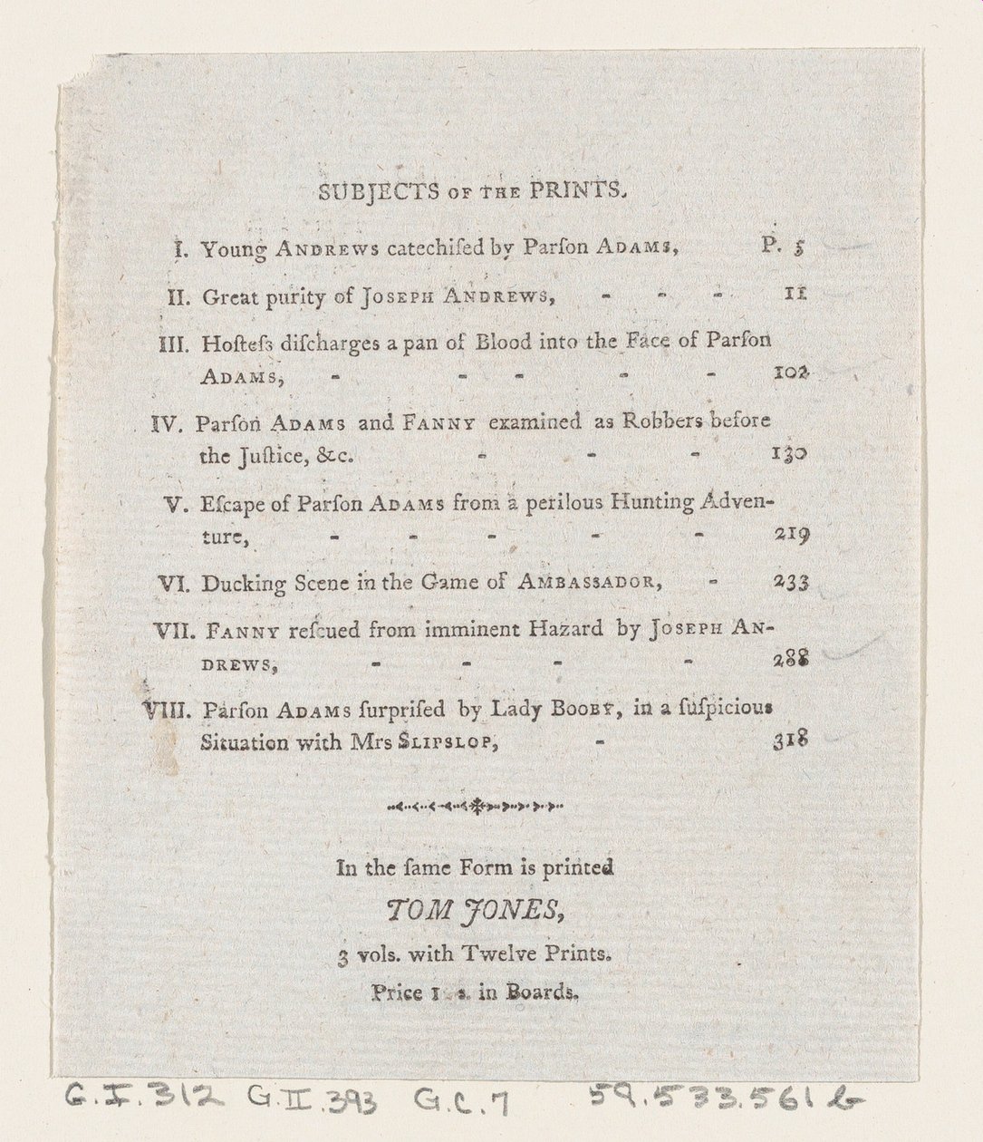 Tabla de contenidos: Las aventuras de Joseph Andrews y su amigo el Sr. Abraham Adams, 1792 de Thomas Rowlandson