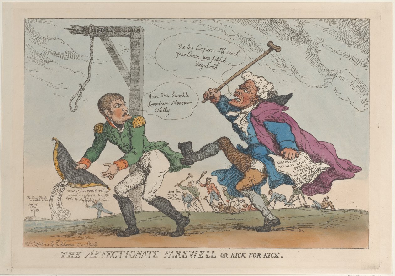 La despedida afectuosa, o patada por patada, 17 de abril de 1814 de Thomas Rowlandson