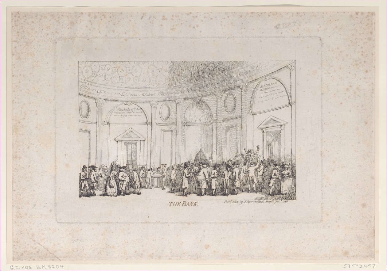 El Banco, enero 1792 reeditado de Thomas Rowlandson