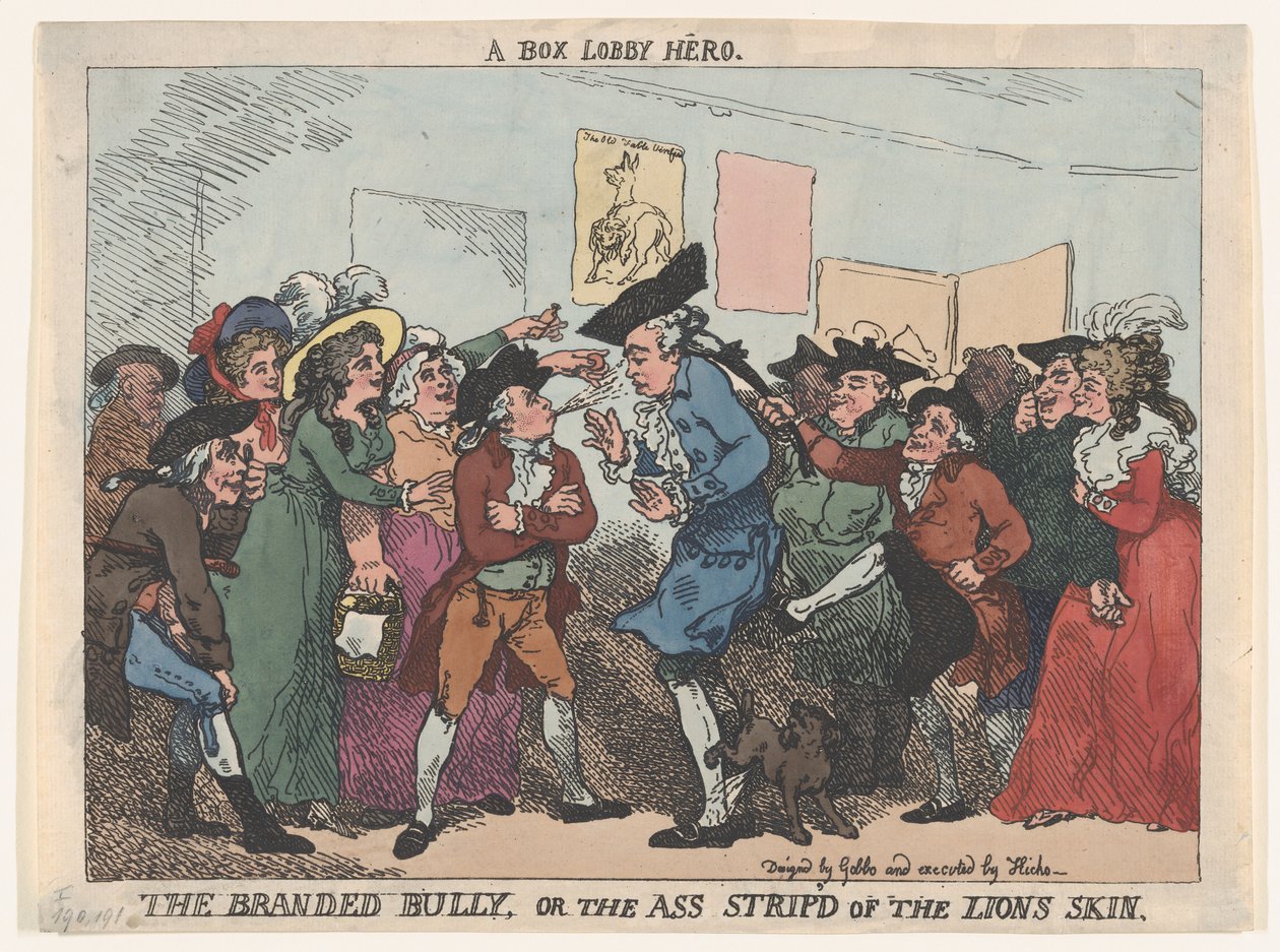 El matón marcado, o el asno despojado de la piel del león de Thomas Rowlandson