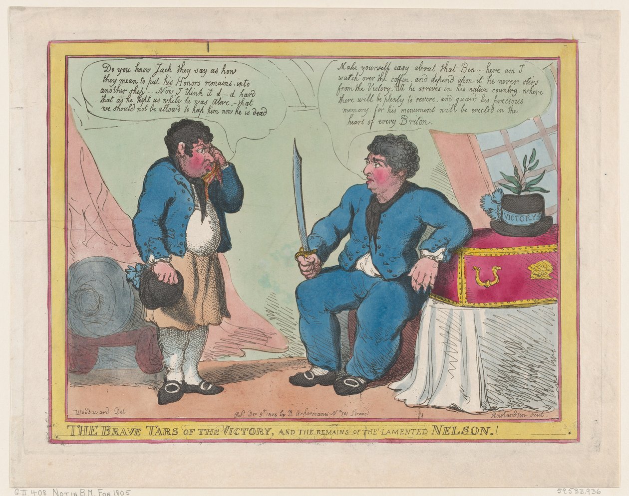 Los Valientes Marineros de la Victoria, y Los Restos del Lamentado Nelson!, 1 de mayo de 1806 de Thomas Rowlandson