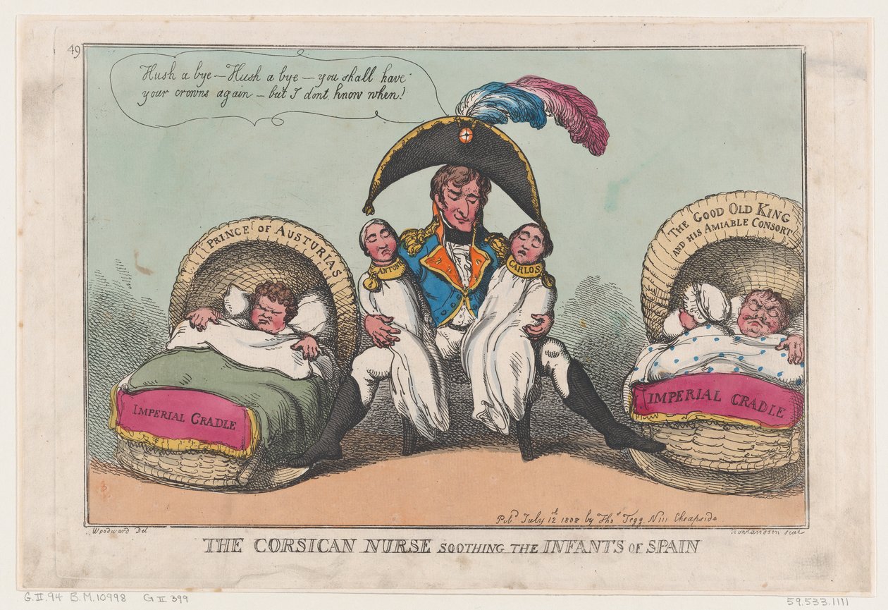 La enfermera corsa calmando a los infantes de España, 12 de julio de 1808 de Thomas Rowlandson