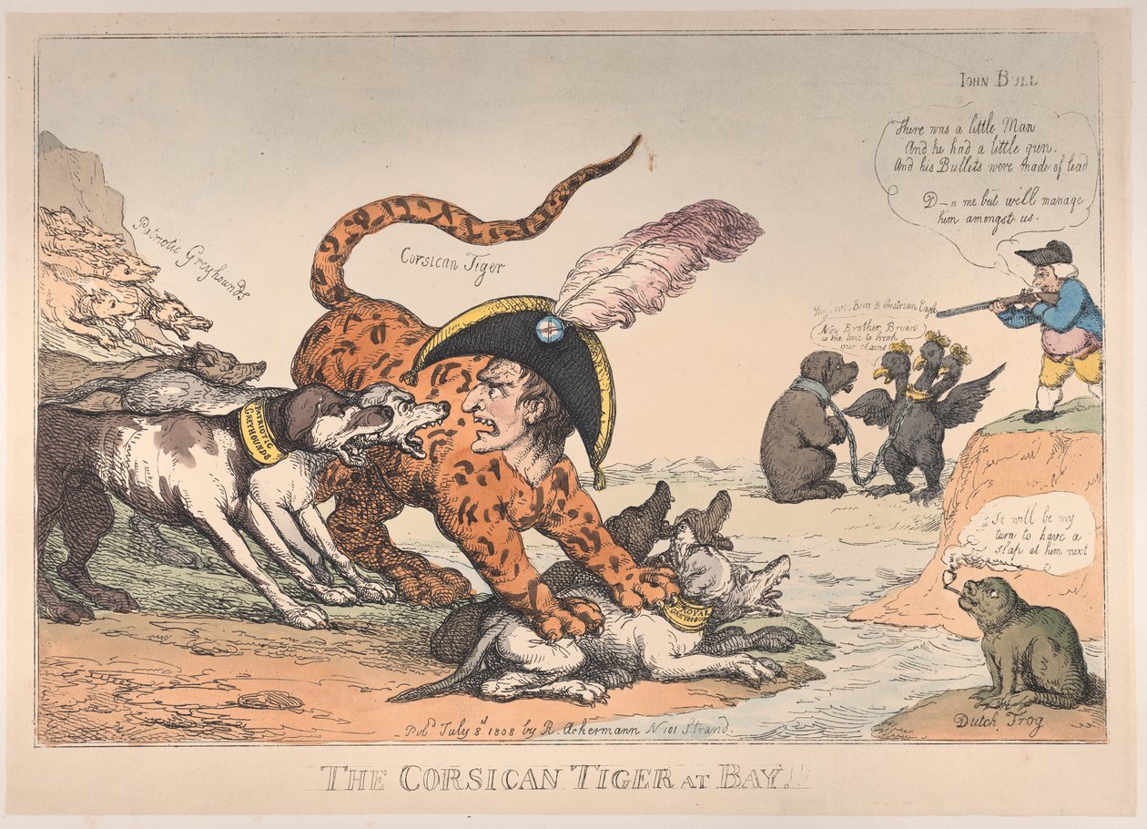 El tigre corso acorralado de Thomas Rowlandson