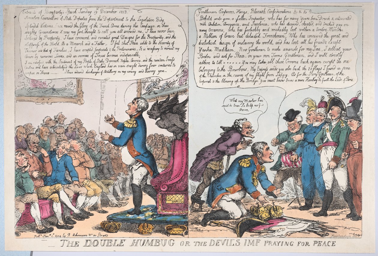 El doble engaño o el diablillo rezando por la paz, 1 de enero de 1814 de Thomas Rowlandson