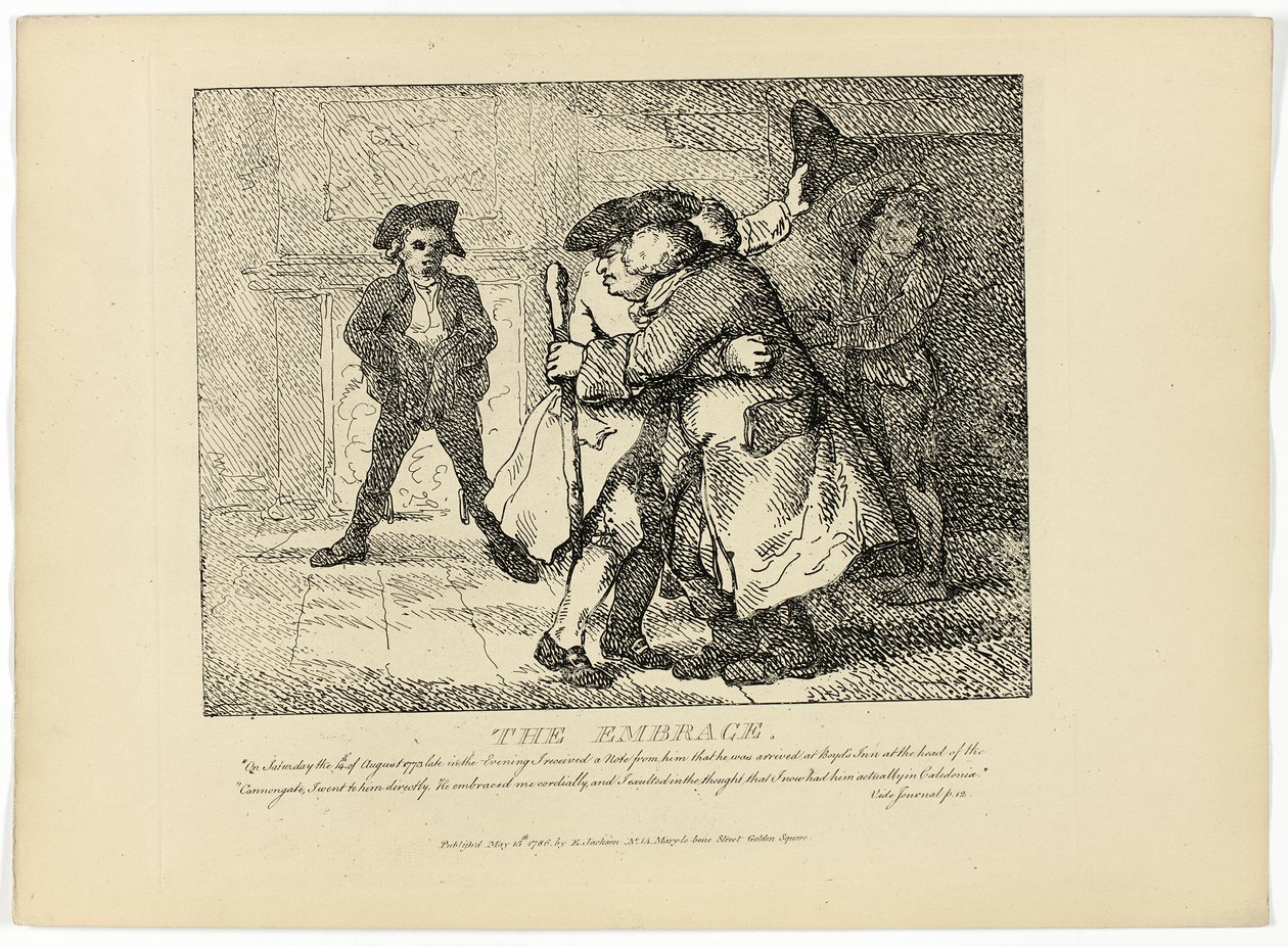 El Abrazo, del Viaje a las Hébridas de Boswell de Thomas Rowlandson