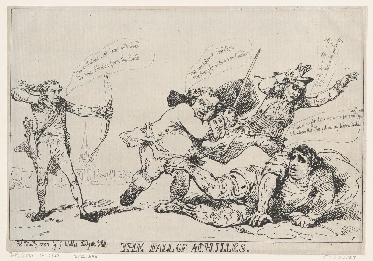 La caída de Aquiles, 7 de enero de 1785 de Thomas Rowlandson