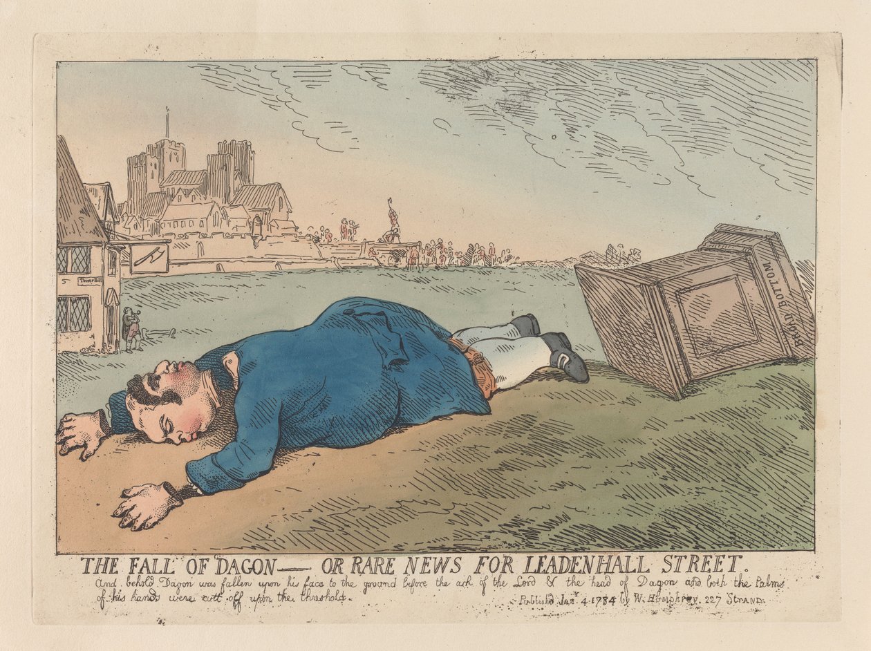 La caída de Dagon o Noticias insólitas de Leadenhall Street de Thomas Rowlandson