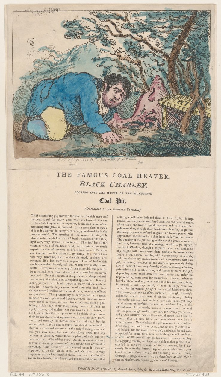 El famoso descargador de carbón Black Charley mirando dentro de la boca del maravilloso, 25 de febrero de 1805 de Thomas Rowlandson