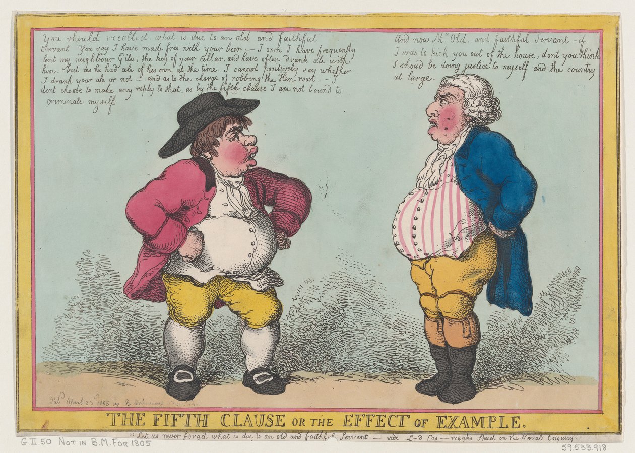 La Quinta Cláusula, o el Efecto del Ejemplo, 23 de abril de 1805 de Thomas Rowlandson