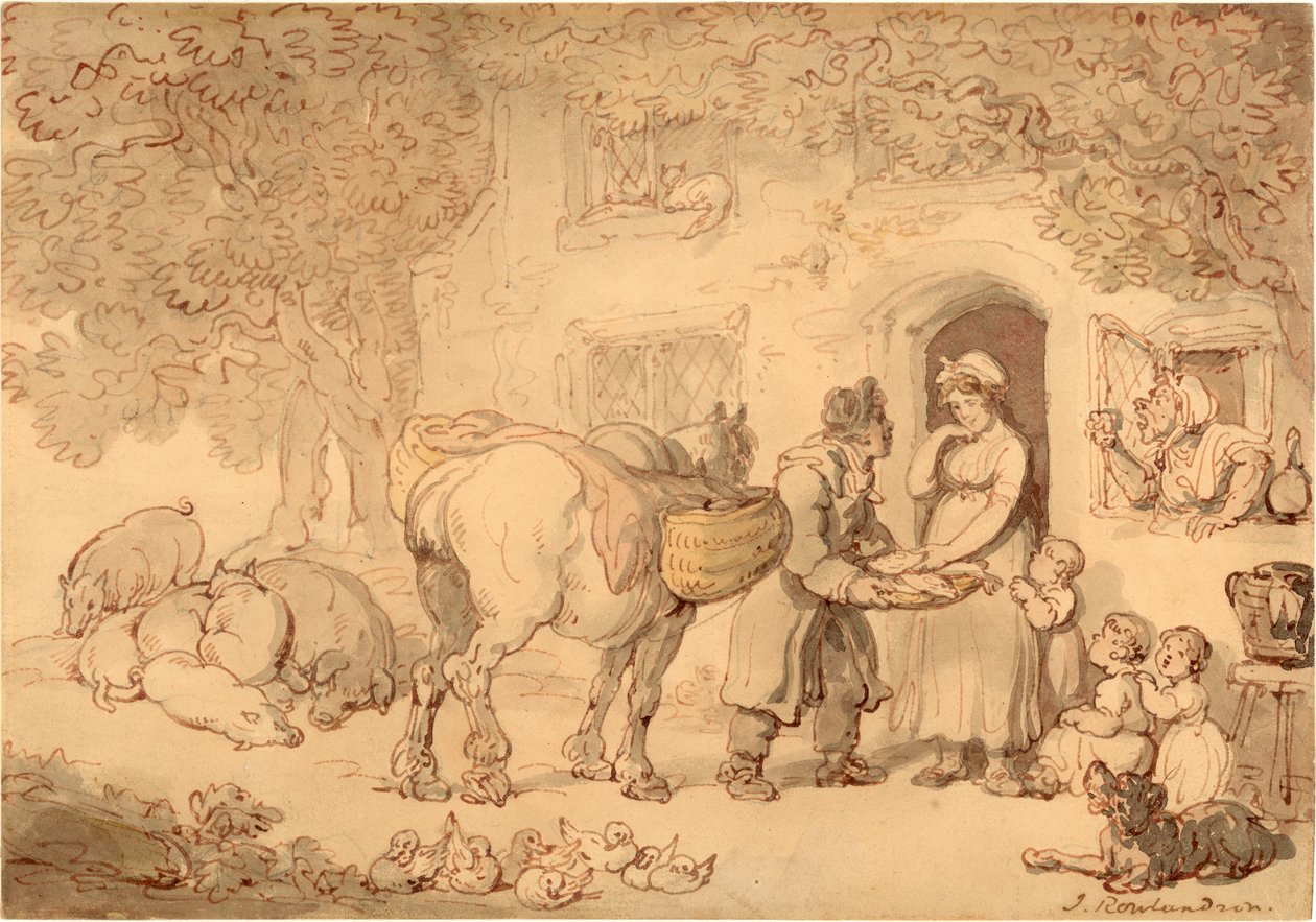 El pescador, hacia 1775-1800 (Acuarela y tinta) de Thomas Rowlandson