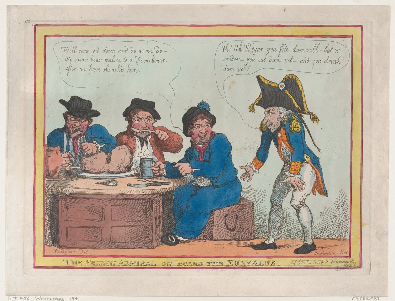 El almirante francés a bordo del Euryalus, 11 de diciembre de 1803 de Thomas Rowlandson