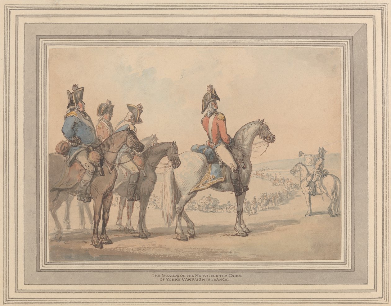 La Guardia en marcha para la campaña del Duque de York en Francia de Thomas Rowlandson