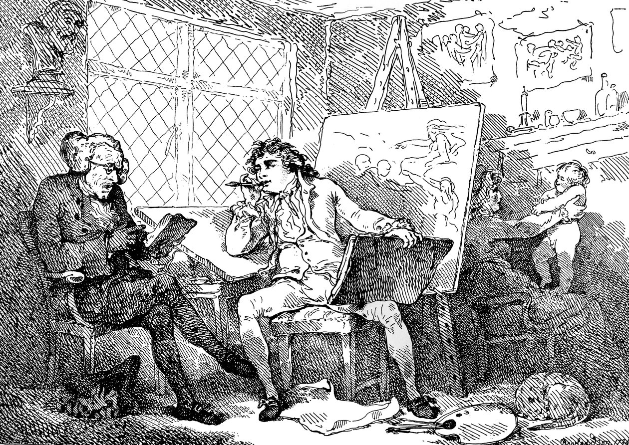 El historiador animando la mente de un joven pintor, 1784 de Thomas Rowlandson
