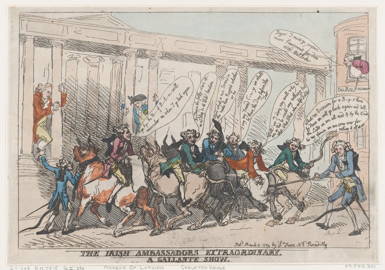 Los embajadores extraordinarios irlandeses, Un espectáculo galante, 7 de marzo de 1789 de Thomas Rowlandson