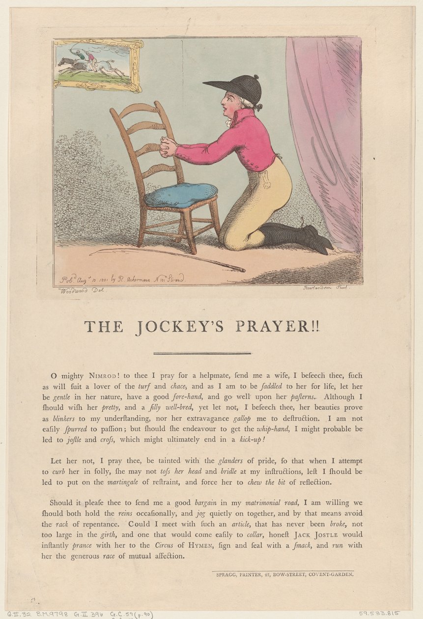 ¡La oración del jockey! de Thomas Rowlandson