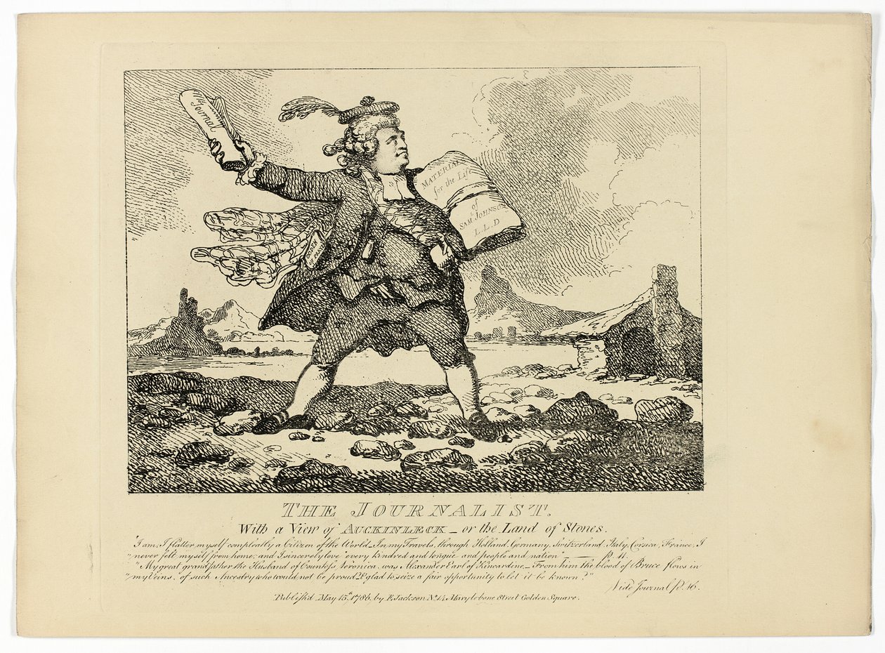 El Periodista, del Tour de Boswell por las Hébridas de Thomas Rowlandson