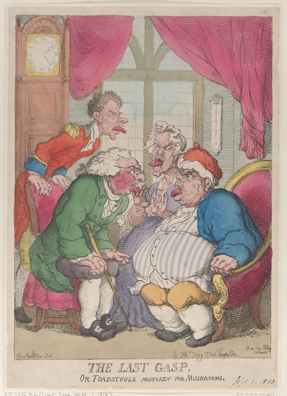 El último suspiro, o setas venenosas confundidas con champiñones, 1 de septiembre de 1813 de Thomas Rowlandson