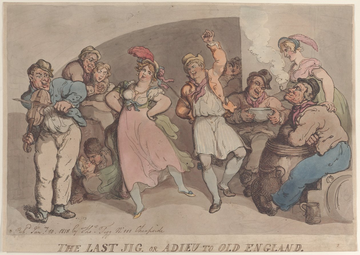 El último jig o adiós a la vieja Inglaterra, 10 de enero de 1818 de Thomas Rowlandson