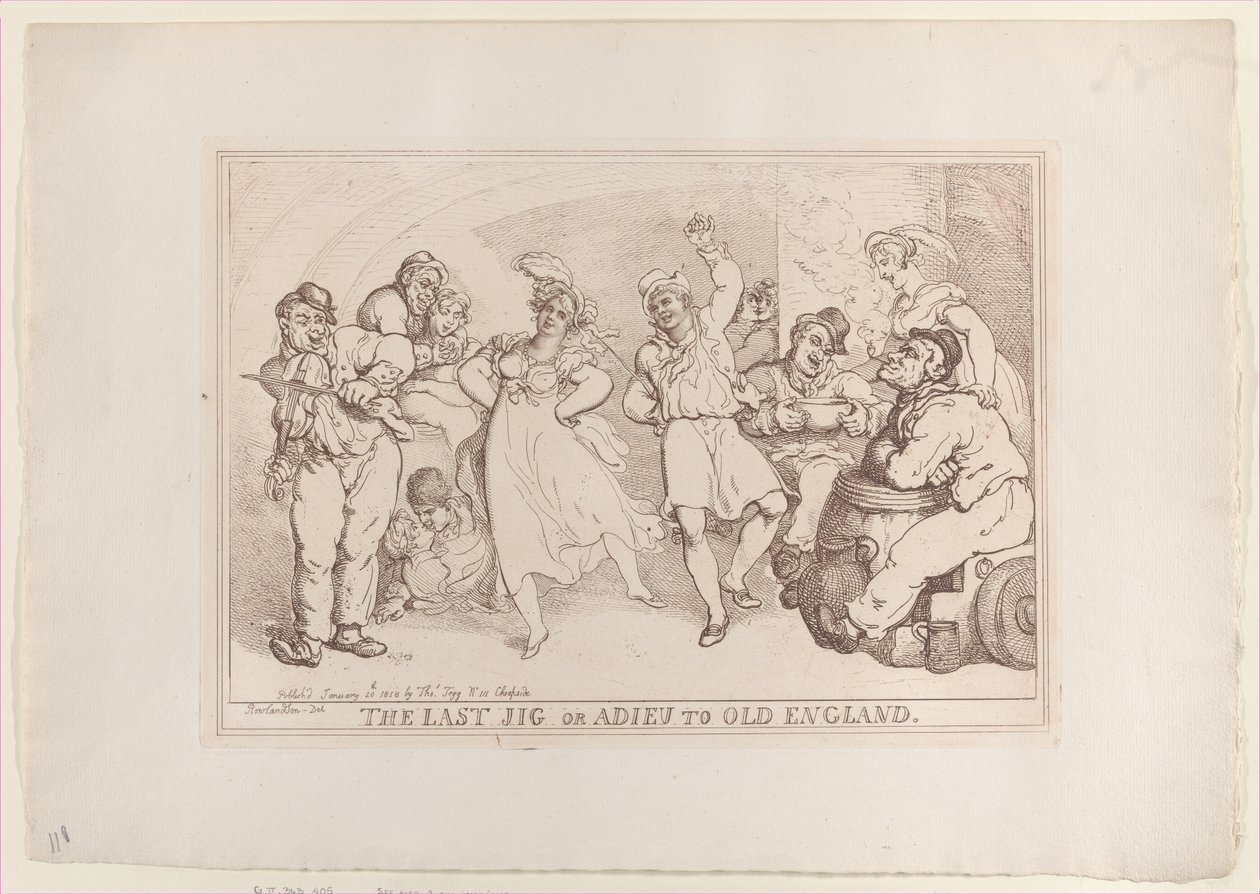 El último jig o adiós a la vieja Inglaterra, 20 de enero de 1818 de Thomas Rowlandson