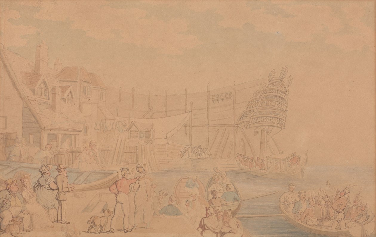 La botadura de un barco de Thomas Rowlandson