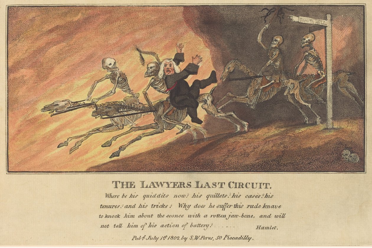 El último circuito del abogado, publicado en 1802 de Thomas Rowlandson