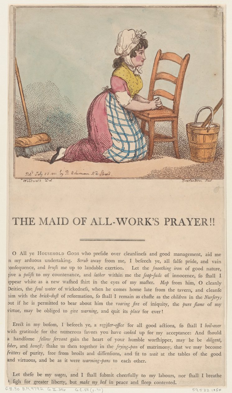 La oración de la criada, 25 de julio de 1801 de Thomas Rowlandson