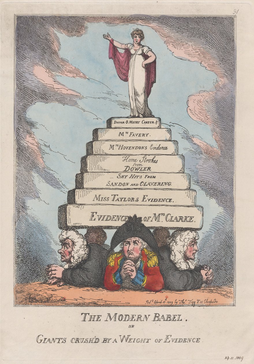 La Babel moderna, o gigantes aplastados por un peso de evidencia, 11 de abril de 1809 de Thomas Rowlandson