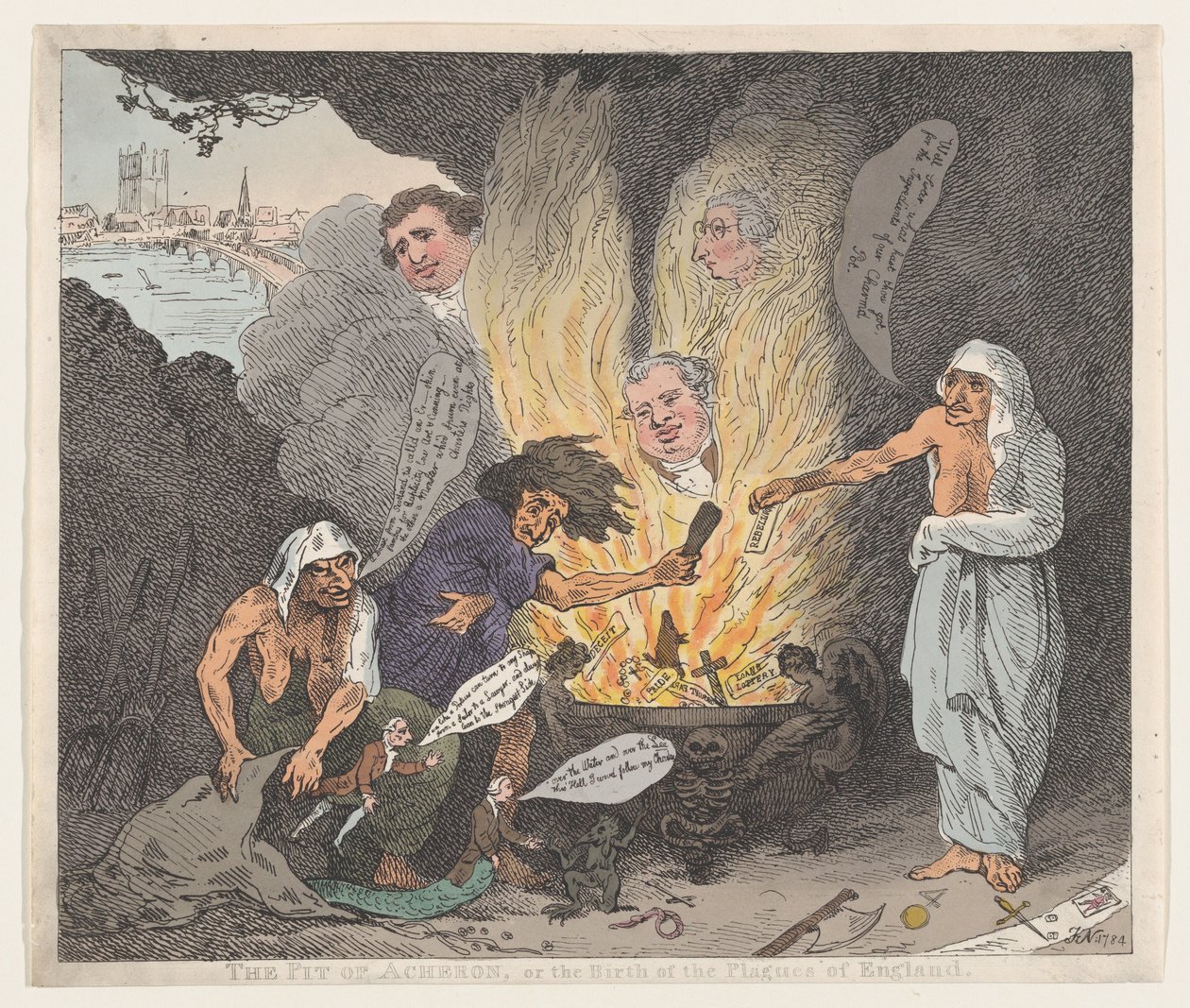 El pozo de Aqueronte o El nacimiento de las plagas de Inglaterra, 28 de enero de 1784 de Thomas Rowlandson