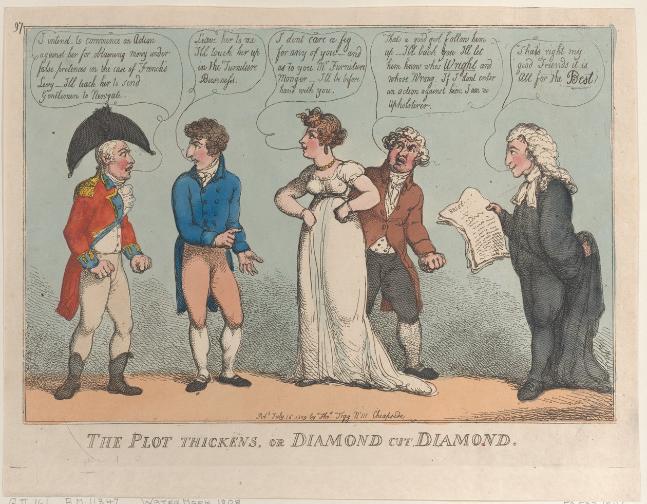 La trama se complica, o diamante corta diamante, 16 de julio de 1809 de Thomas Rowlandson