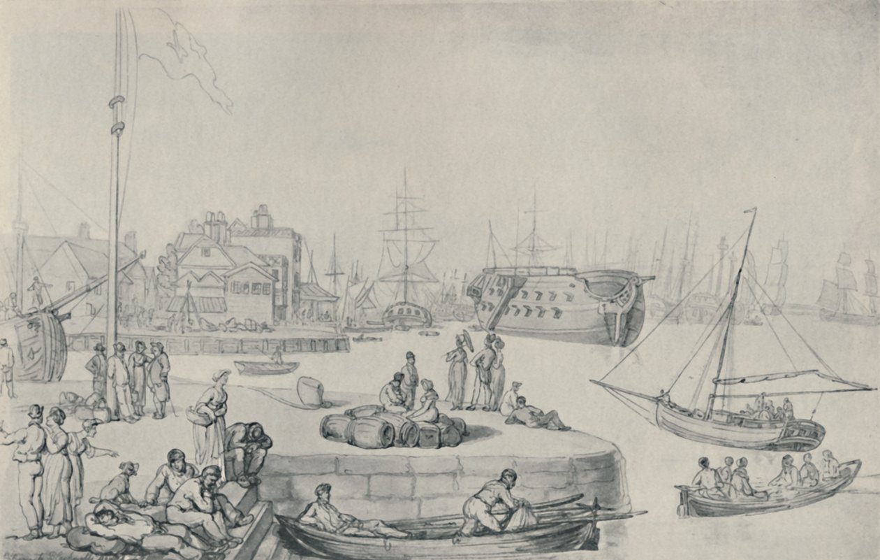 El Muelle, Docks de Blackwall, 1810, 1920 de Thomas Rowlandson
