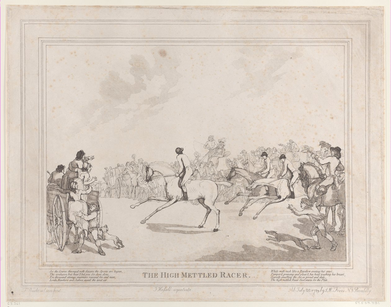 El caballo de carreras de La vida de un caballo de carreras, o El corredor de alta casta, 20 de julio de 1789 de Thomas Rowlandson