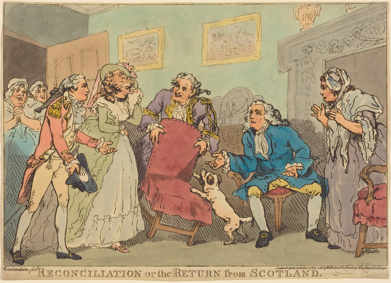«La reconciliación», o «El regreso de Escocia» de Thomas Rowlandson