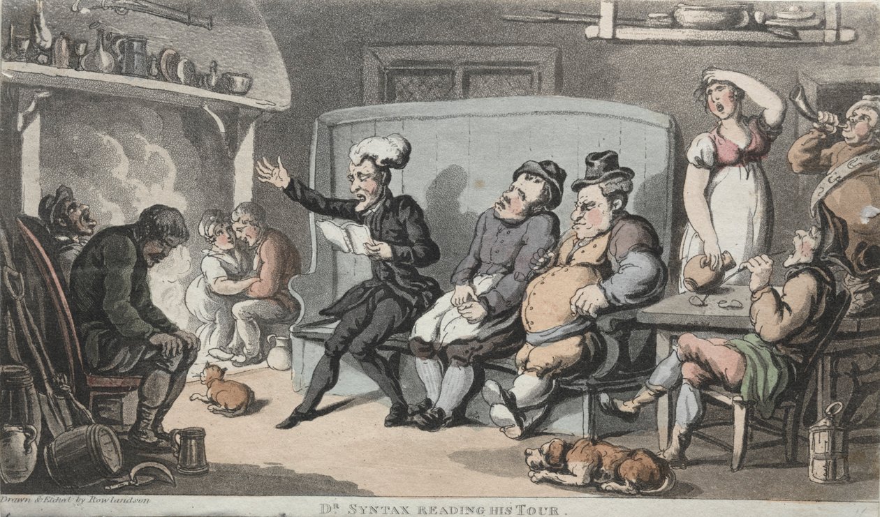 El Reverendo Dr. Syntax leyendo su gira de Thomas Rowlandson