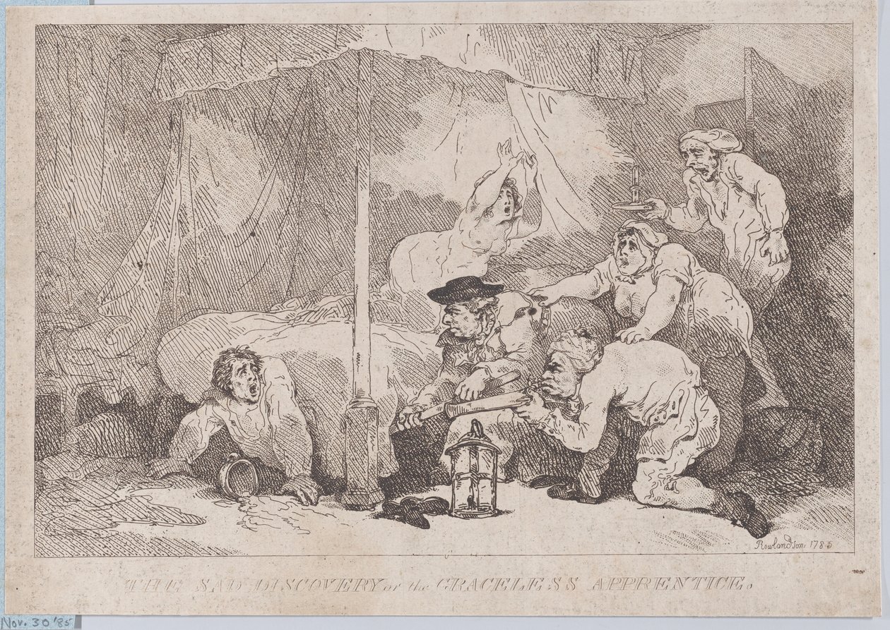 El triste descubrimiento del aprendiz sin modales de Thomas Rowlandson