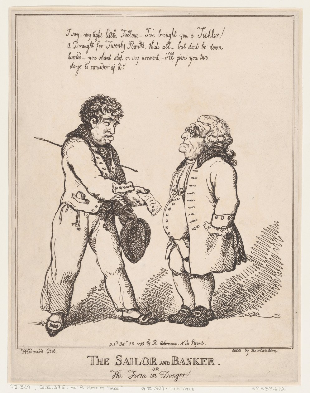 El marinero y el banquero, o la firma en peligro, 28 de octubre de 1799 de Thomas Rowlandson