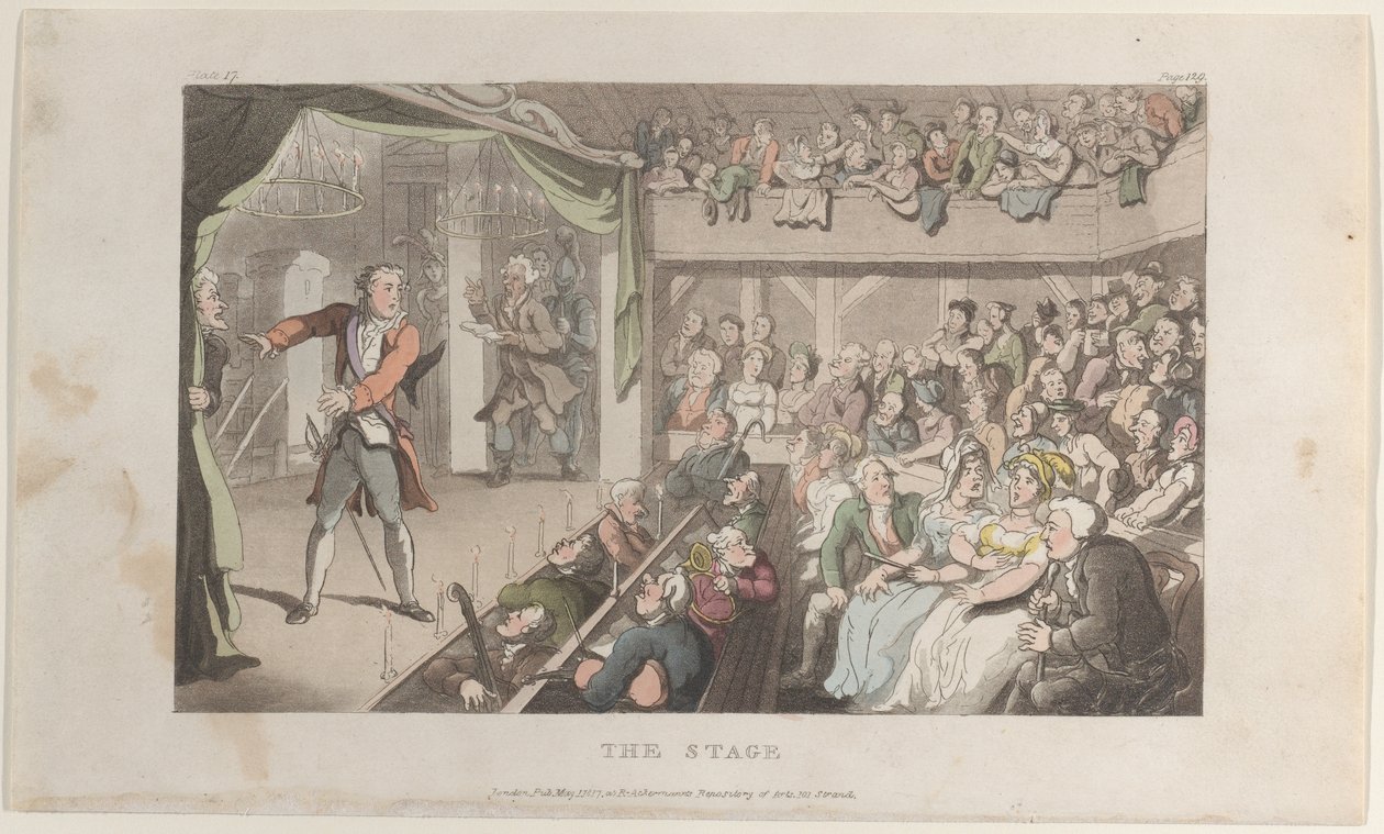 El escenario. George Primrose como Horatio, de El vicario de Wakefield de Thomas Rowlandson