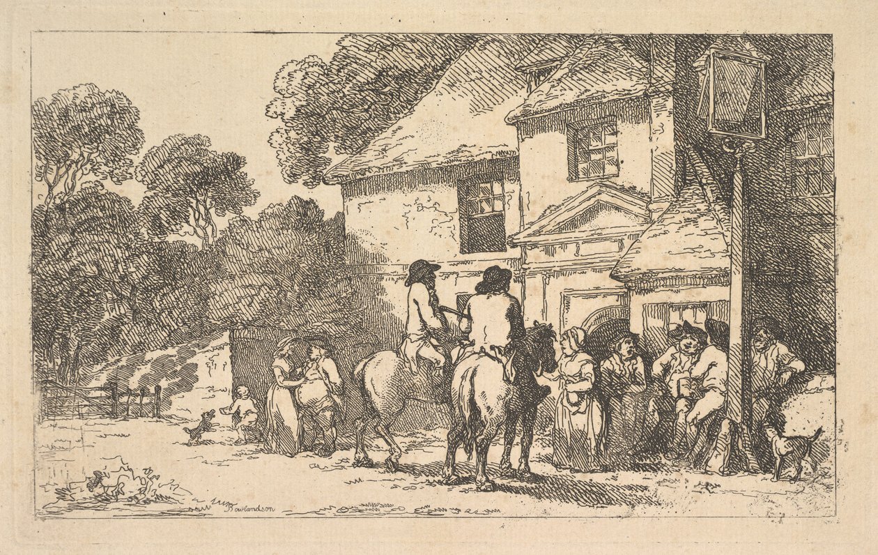 «The Three Horseshoes», una posada de carretera de Thomas Rowlandson