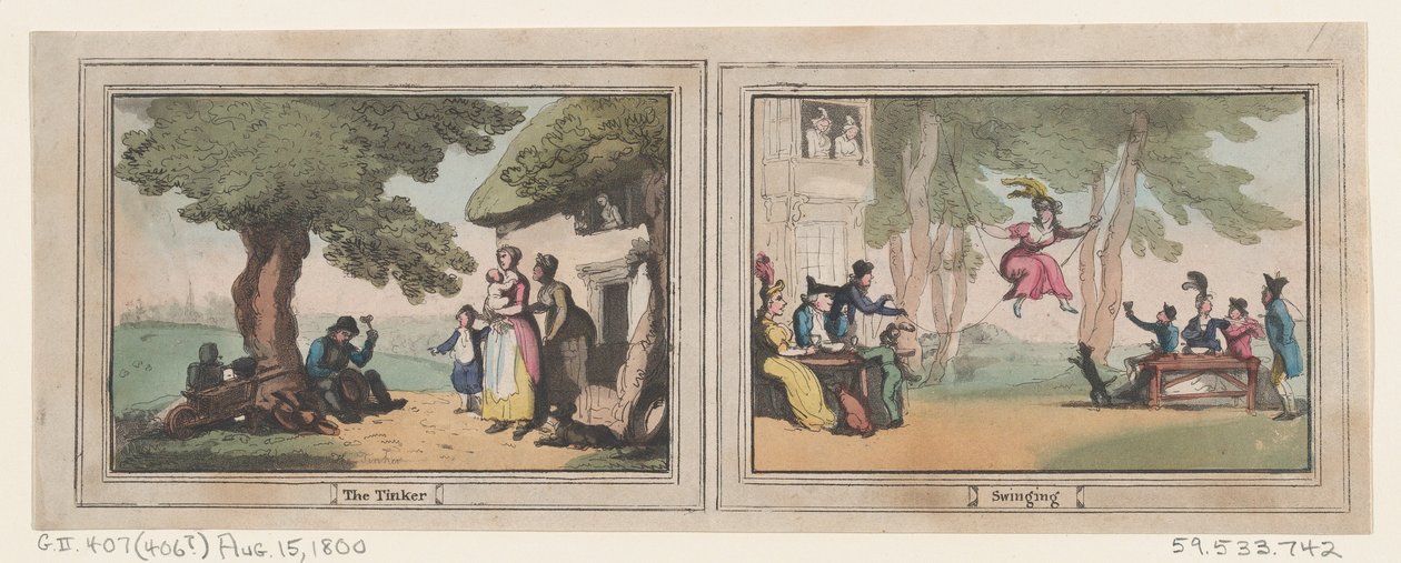 El hojalatero y el columpio, 15 de agosto de 1800 de Thomas Rowlandson