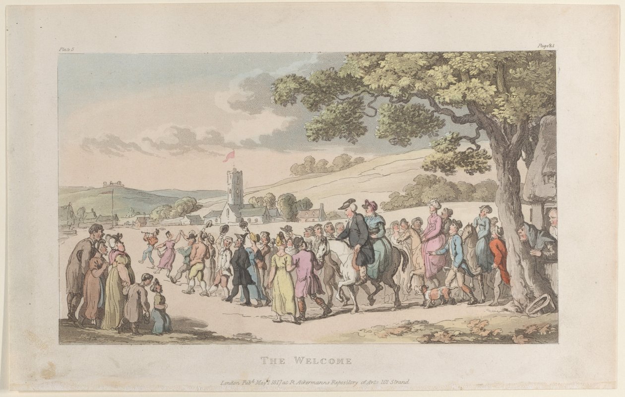 La bienvenida, del Vicario de Wakefield, 1 de mayo de 1817 de Thomas Rowlandson