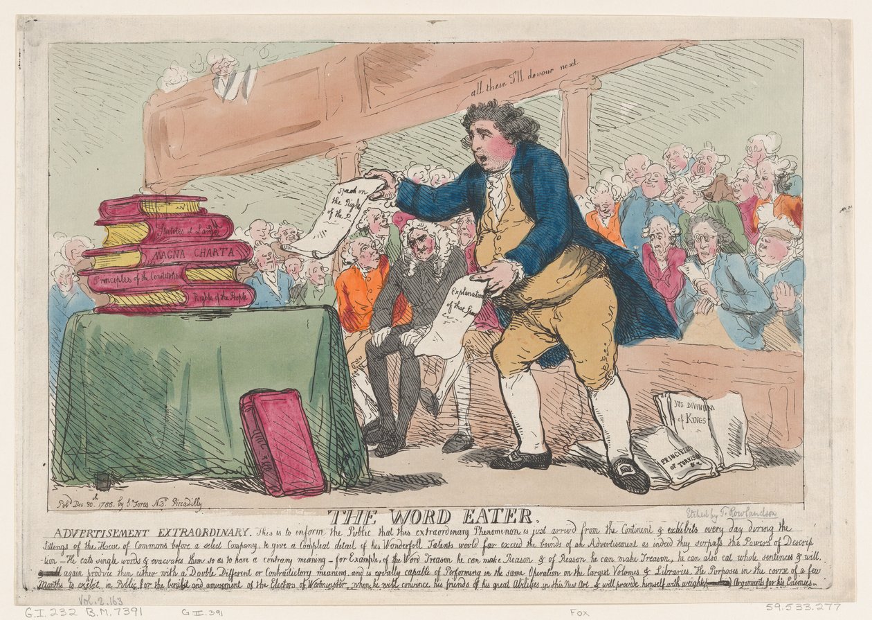 El comedor de palabras, 30 de diciembre de 1786 de Thomas Rowlandson