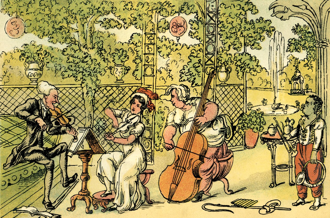 El trío del jardín de Thomas Rowlandson