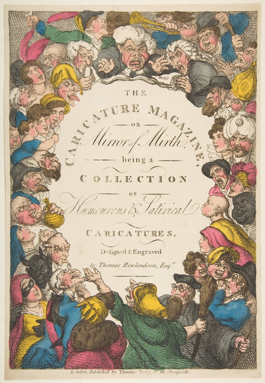 Página de título, La revista de caricaturas, o Espejo de la alegría, 19 de noviembre de 1808 de Thomas Rowlandson