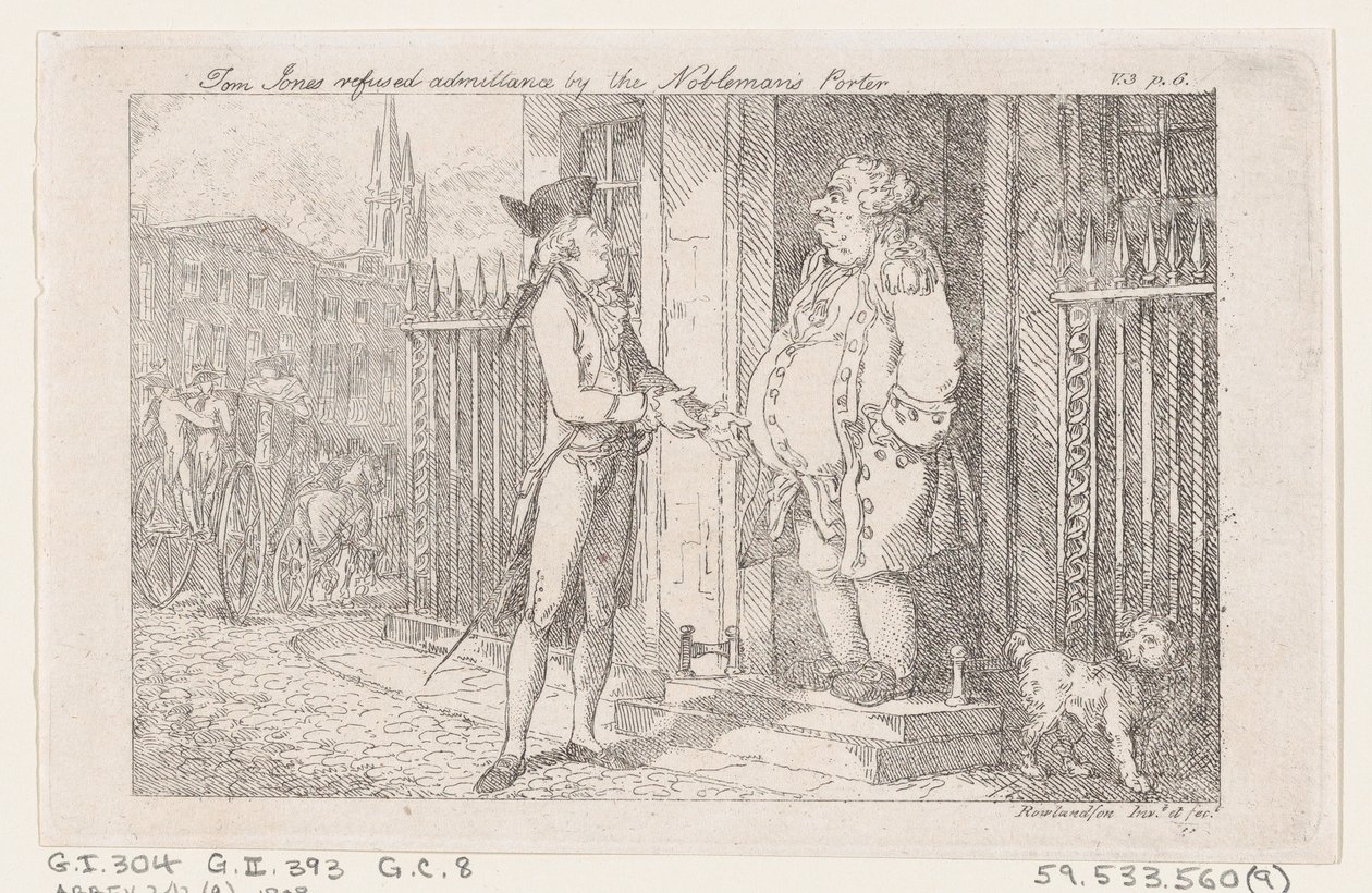 Tom Jones rechazado por el portero del noble, de La historia de Tom Jones de Thomas Rowlandson