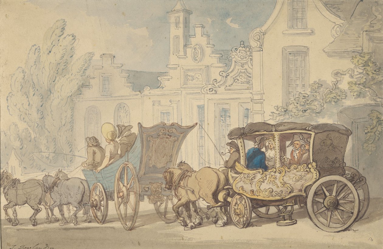 Dos autocares: ¿viajas por Francia de Thomas Rowlandson
