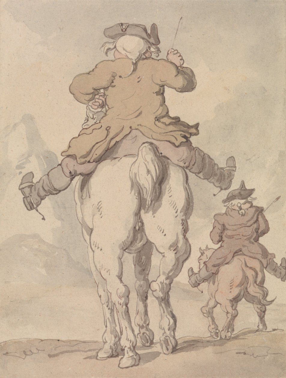 Dos hombres a caballo, vistos desde atrás de Thomas Rowlandson