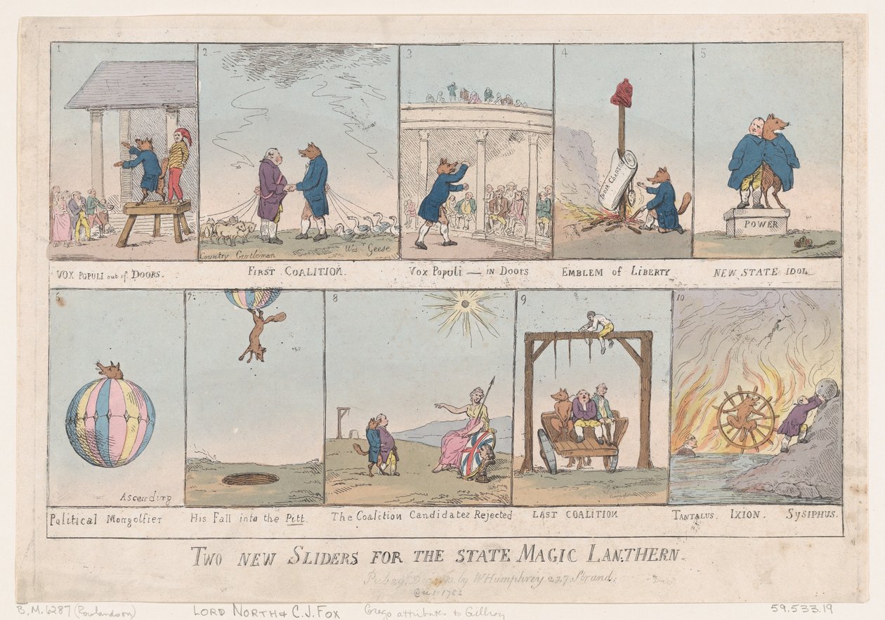 Dos nuevas diapositivas para la linterna mágica estatal de Thomas Rowlandson