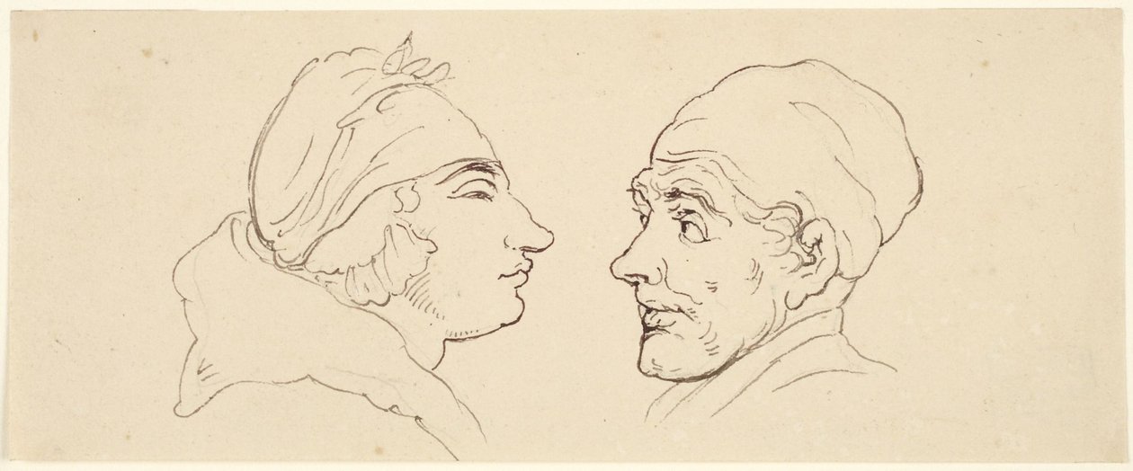 Dos caricaturas: un hombre y una mujer de Thomas Rowlandson