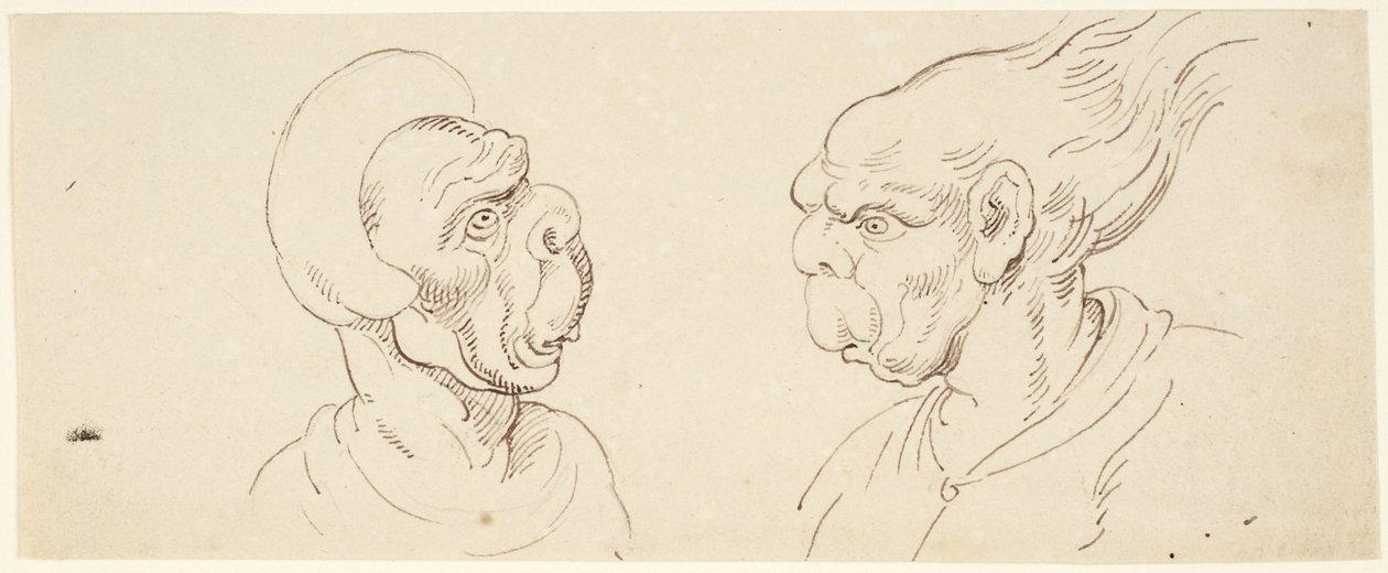 Dos caricaturas: cabezas de hombre de Thomas Rowlandson