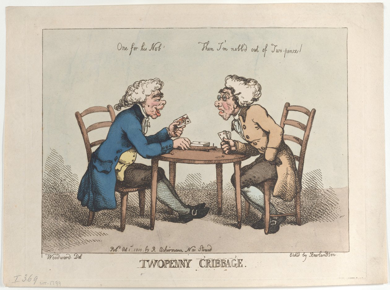 Cribbage de dos peniques, [1 de octubre de 1799], reeditado 1810 de Thomas Rowlandson