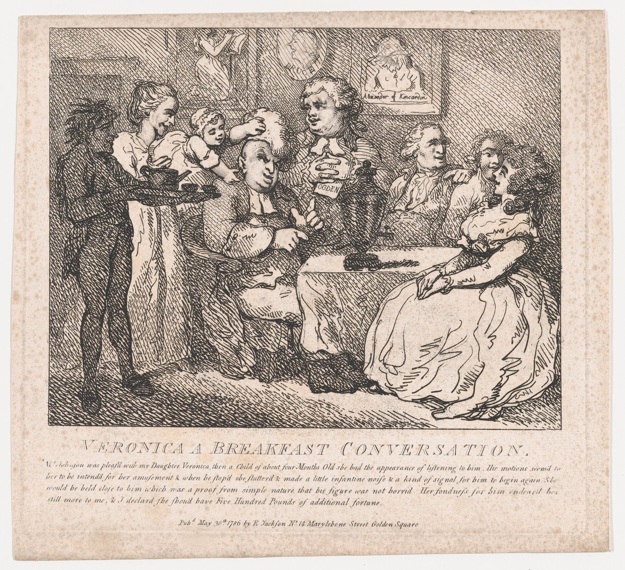 Verónica, una conversación de desayuno Bellezas pintorescas de Boswell, Parte la Primera, 30 de mayo de 1786 de Thomas Rowlandson